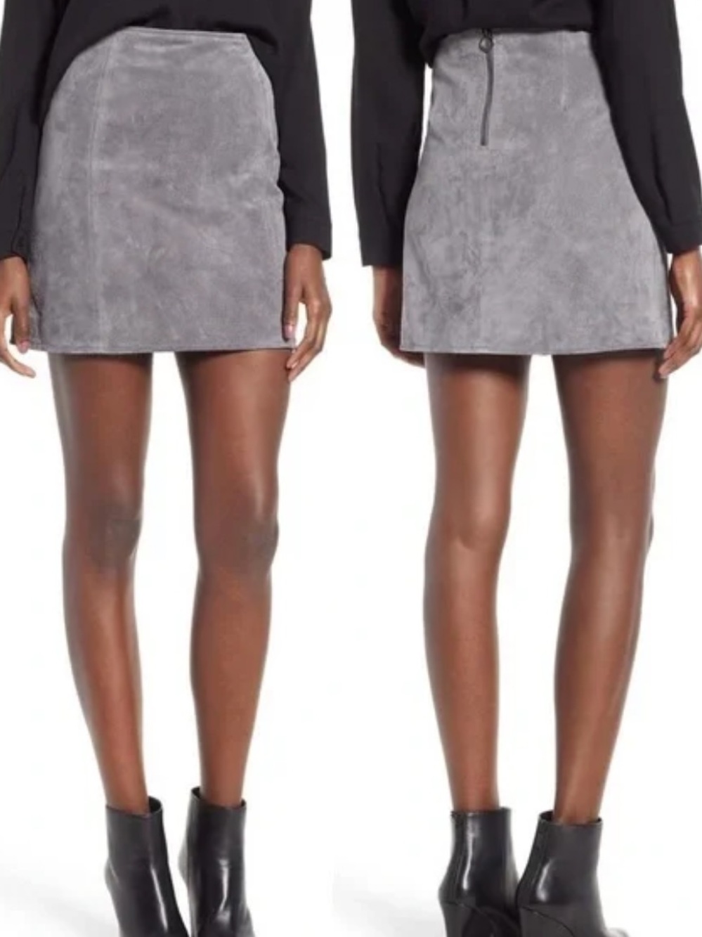 Blank NYC Gray Suede Mini Skirt